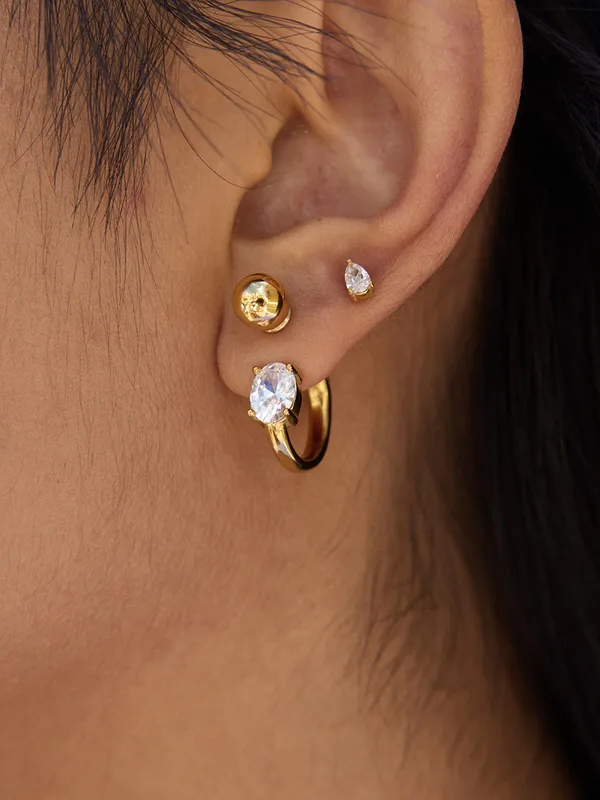 Pair of ball drop earrings — 18k gold-plated sleek ball drops for everyday and gifting.