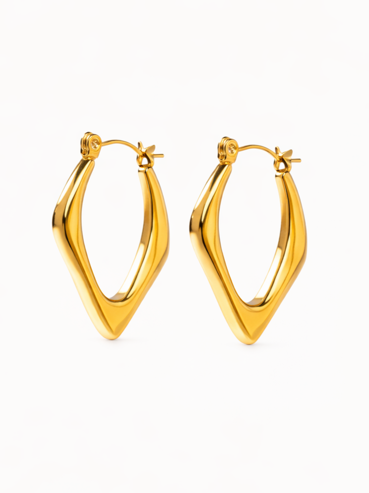 Pair of Diamond hoops — 18k gold-plated chic diamond-cut hoops for evening and gifting.