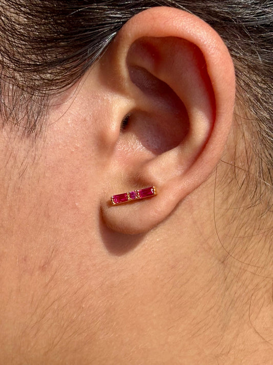 18k gold-plated red stone stud earrings — ruby-toned hypoallergenic studs, anti-tarnish and waterproof for festive and party wear.
