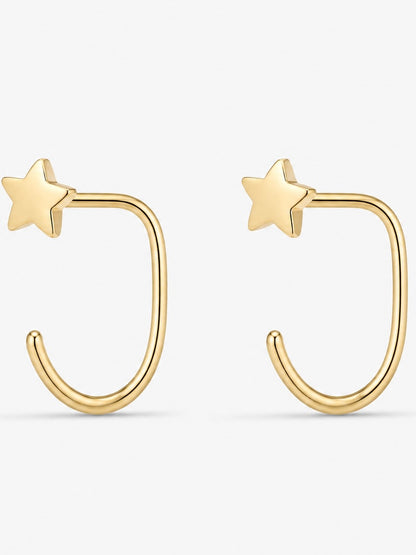 925 sterling silver celestial star earrings — poke-free hypoallergenic star studs, anti-tarnish and waterproof. Sleep-safe for kids and gentle for sensitive ears.