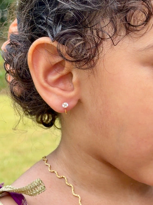Comfy Stone Hoops for Kids (40 Cent Size) — 925 Sterling Silver, Adjustable & Poke-Free