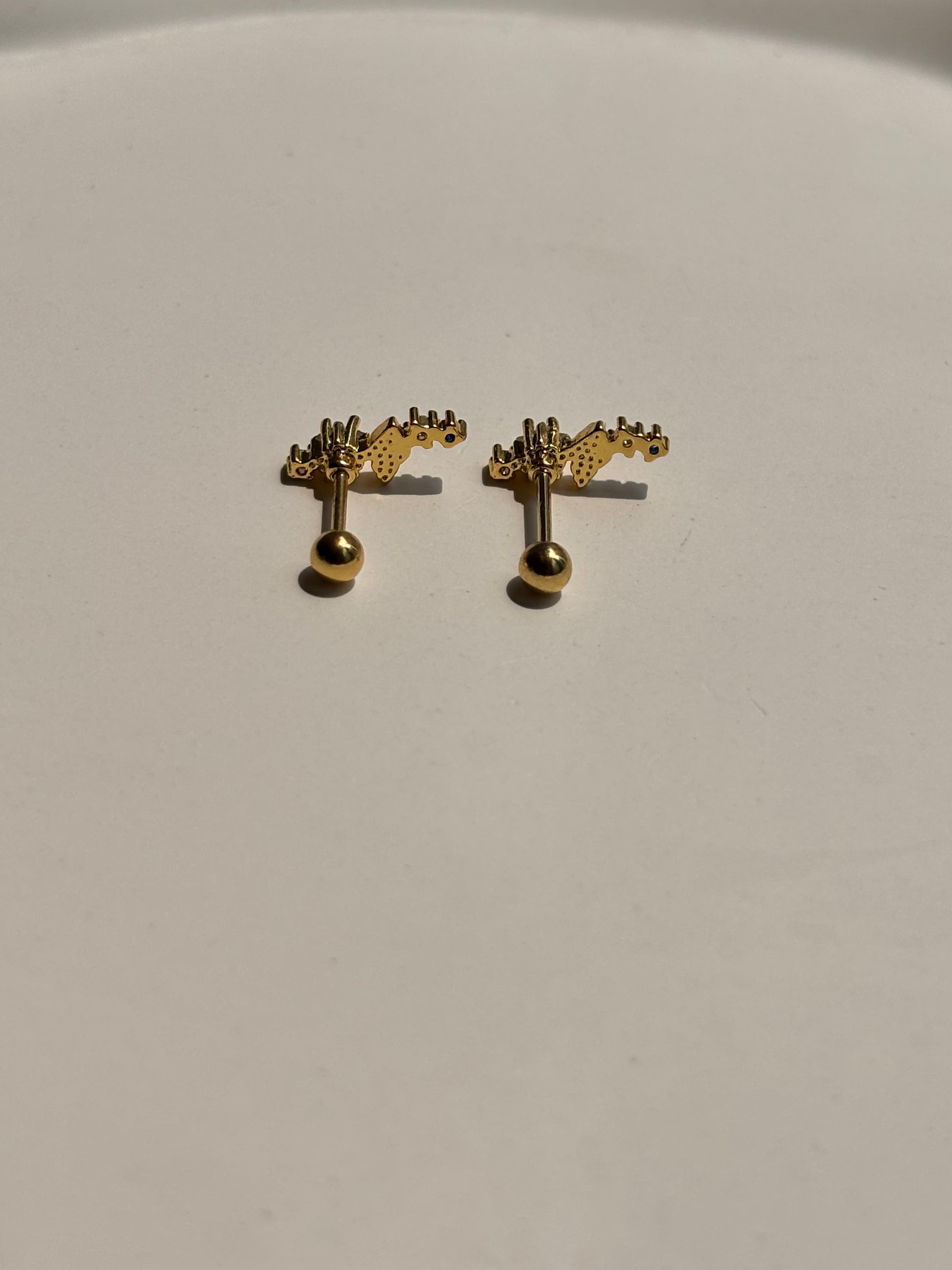 Pair of colourful ball-back studs — 18k gold-plated playful stud earrings for everyday styling and gifting.