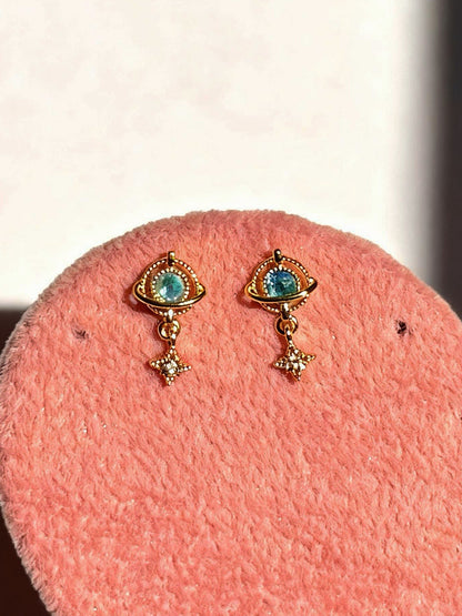 Pair of gold-plated Eterna studs — minimal sleep-friendly stud earrings for everyday and ear-stack styling.