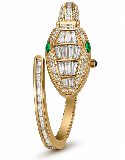 White Stone Bracelet Watch — 18k Gold-Plated Wristwatch