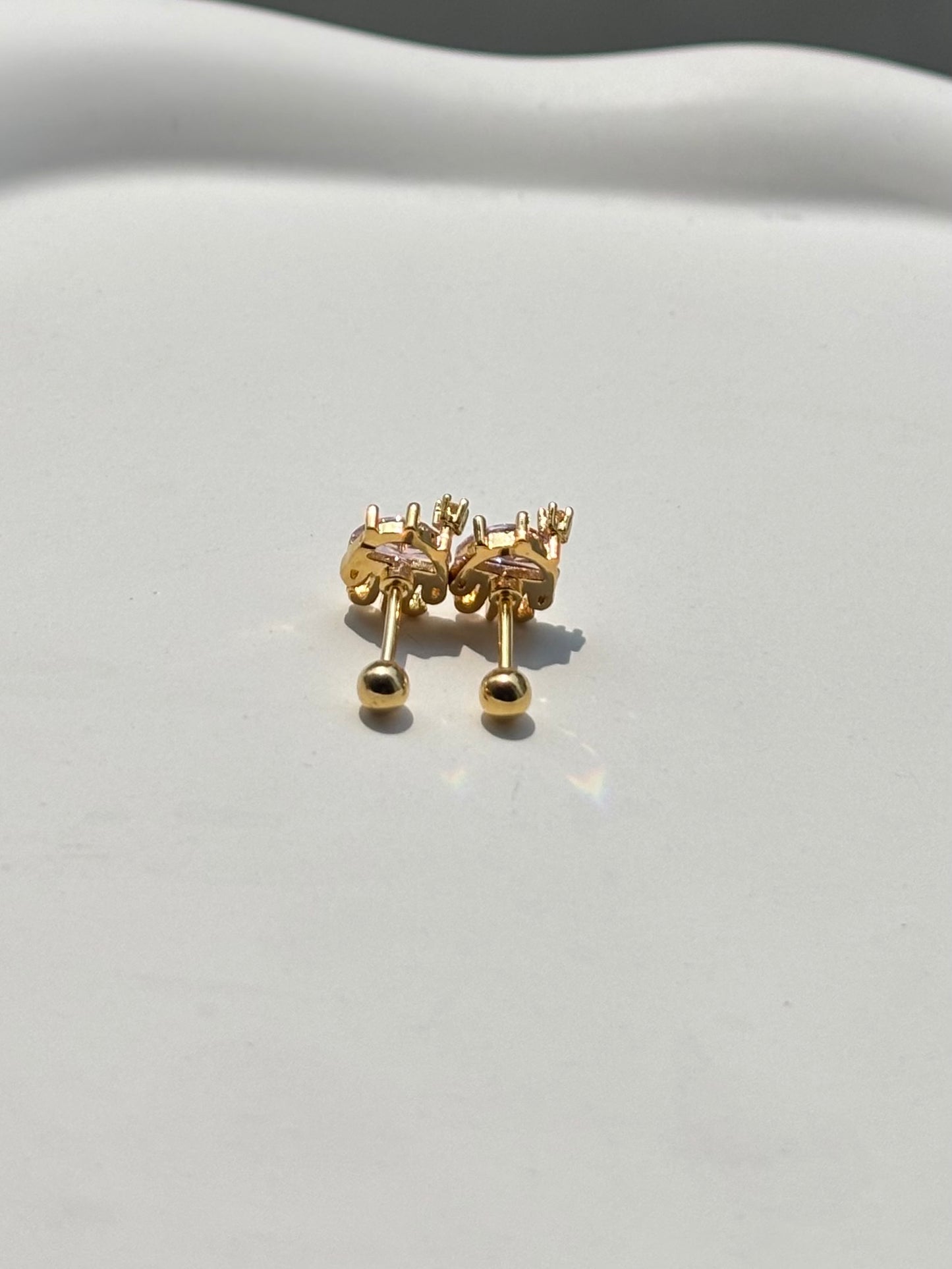 Pair of umbrella ball-back studs — 18k gold-plated playful umbrella stud earrings for everyday styling and gifting.
