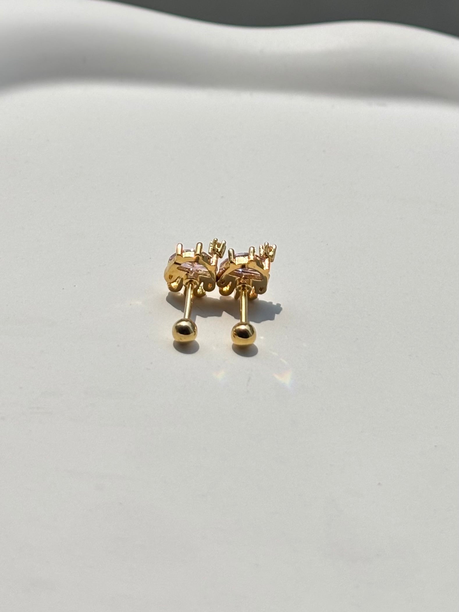 Pair of umbrella ball-back studs — 18k gold-plated playful umbrella stud earrings for everyday styling and gifting.