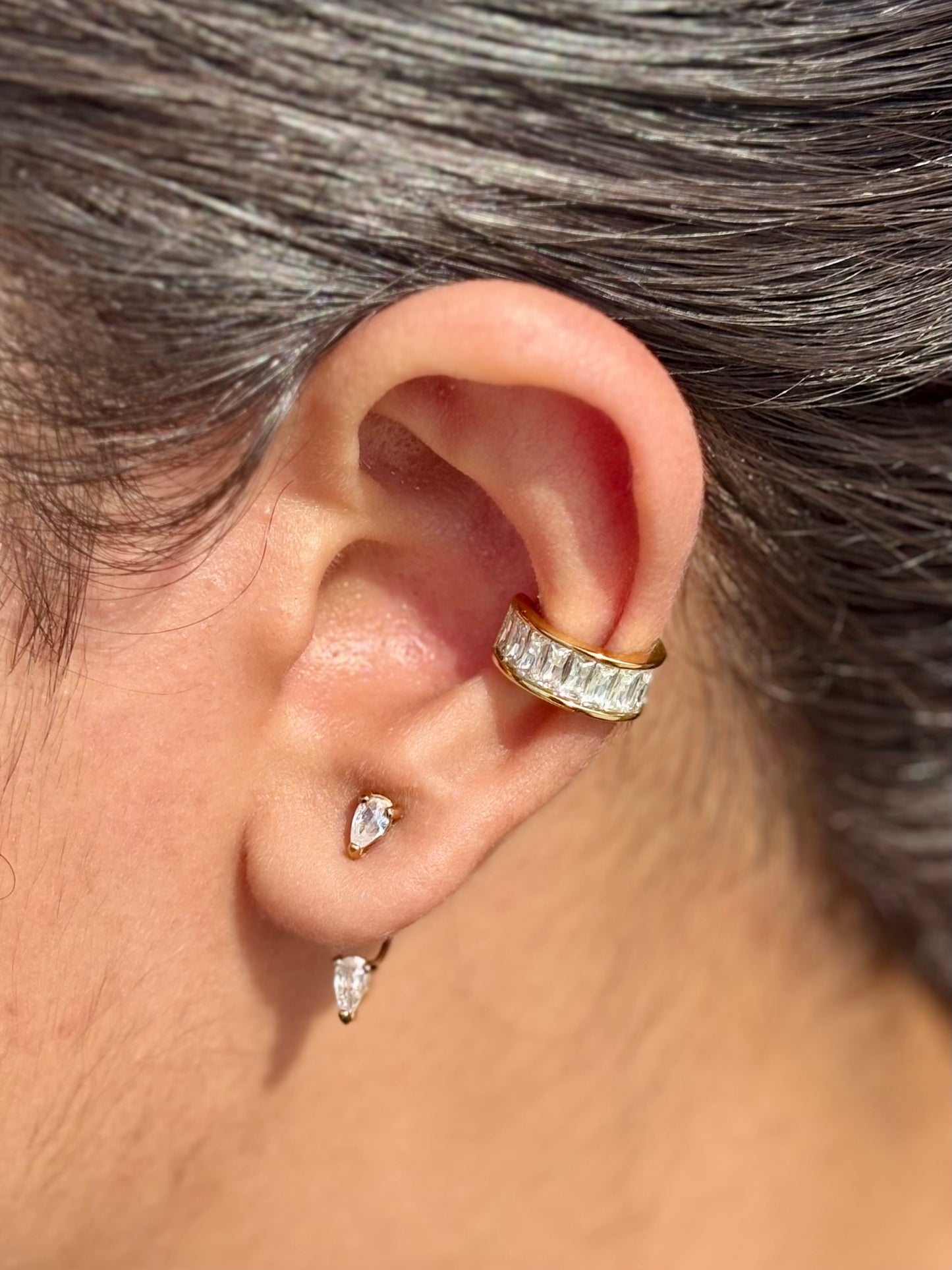 18k gold-plated Aanya earring & ear cuff combo set — pair of gold earrings with pair of no-piercing cuffs, anti-tarnish and waterproof for festive ear stacks and gifting.
