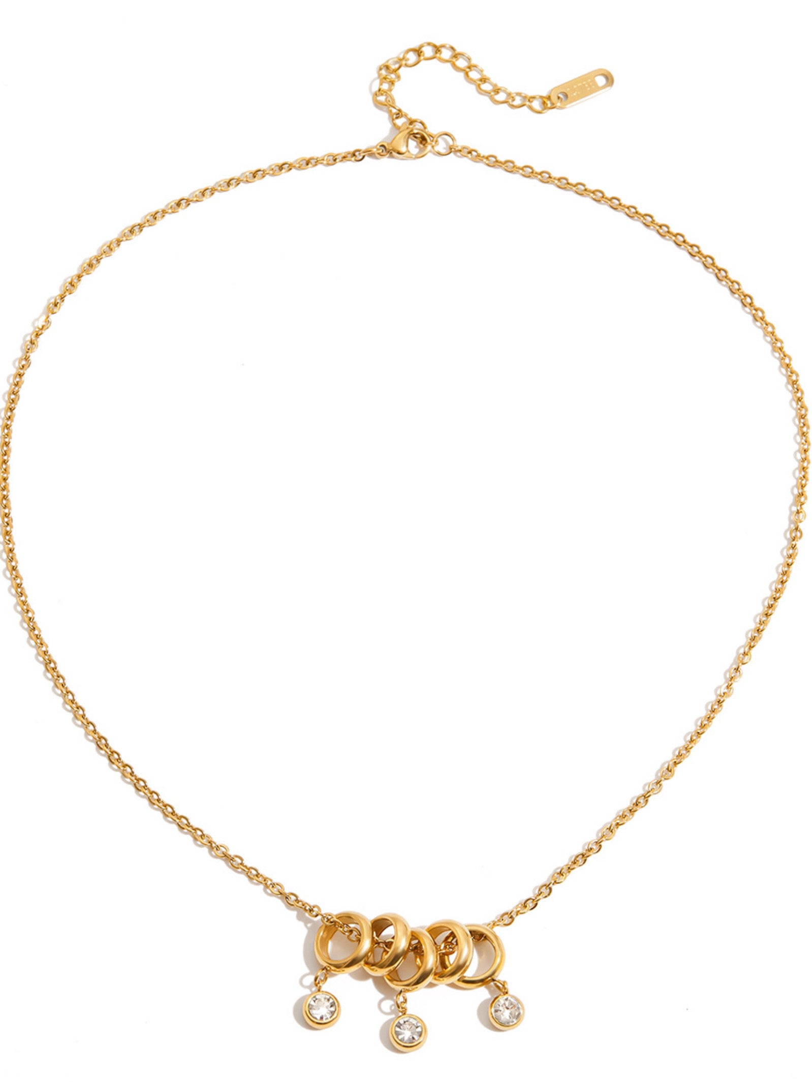Styled view of stone droplet necklace — 18k gold-plated layerable pendant for everyday and gifting.