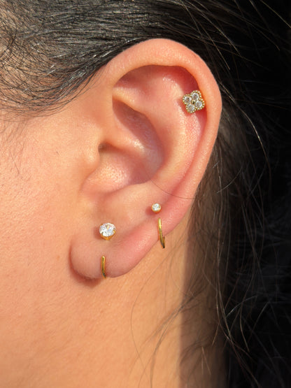 Comfy Stone Hoops (40 Cent Size) — 925 Sterling Silver, Adjustable & Poke-Free