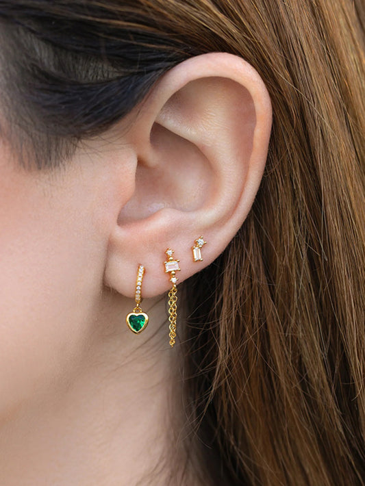 Green Heart Piercing Set (in pair)