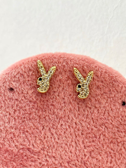 Pair of bunny ball-back studs — 18k gold-plated playful bunny stud earrings for everyday styling and gifting.
