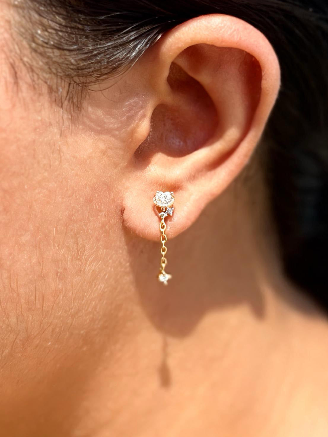 Detail shot of stone drop ball-back stud earrings — 18k gold-plated versatile stone drop studs for everyday and gifting.