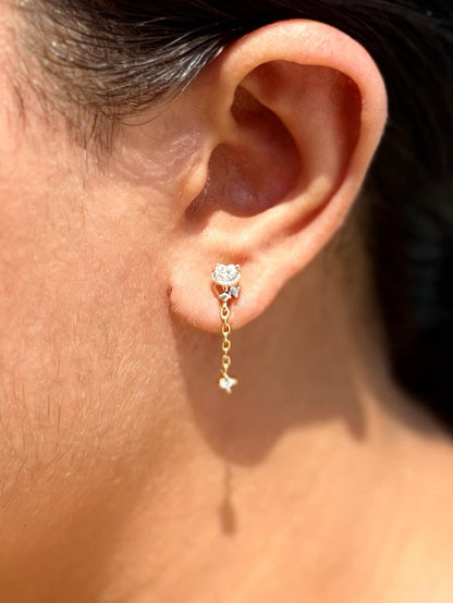 Detail shot of stone drop ball-back stud earrings — 18k gold-plated versatile stone drop studs for everyday and gifting.