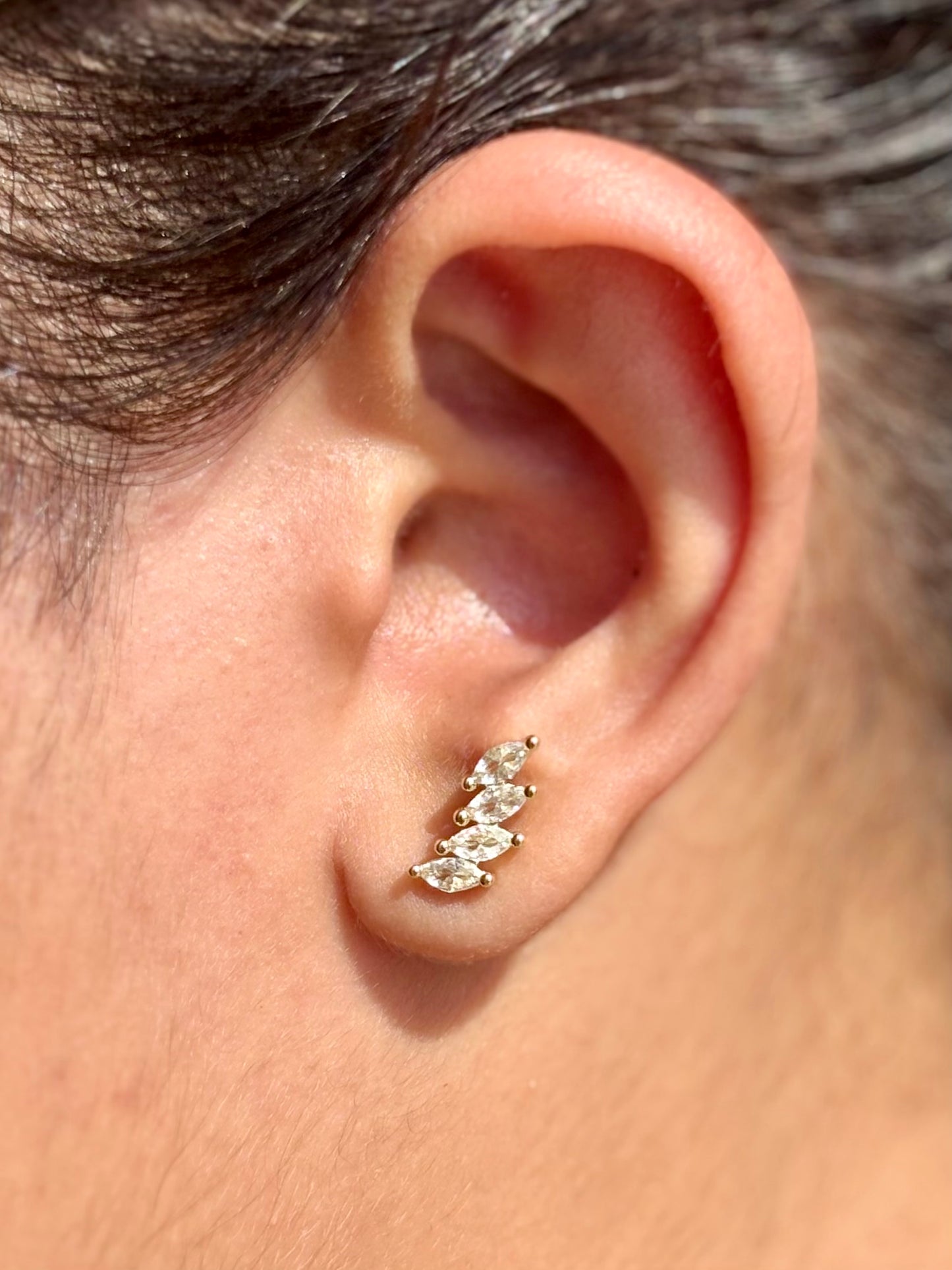 Pair of 18k gold-plated bezel studs — minimal hypoallergenic studs for everyday and office wear.