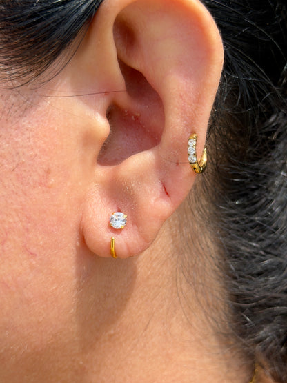 Comfy Stone Hoops (40 Cent Size) — 925 Sterling Silver, Adjustable & Poke-Free