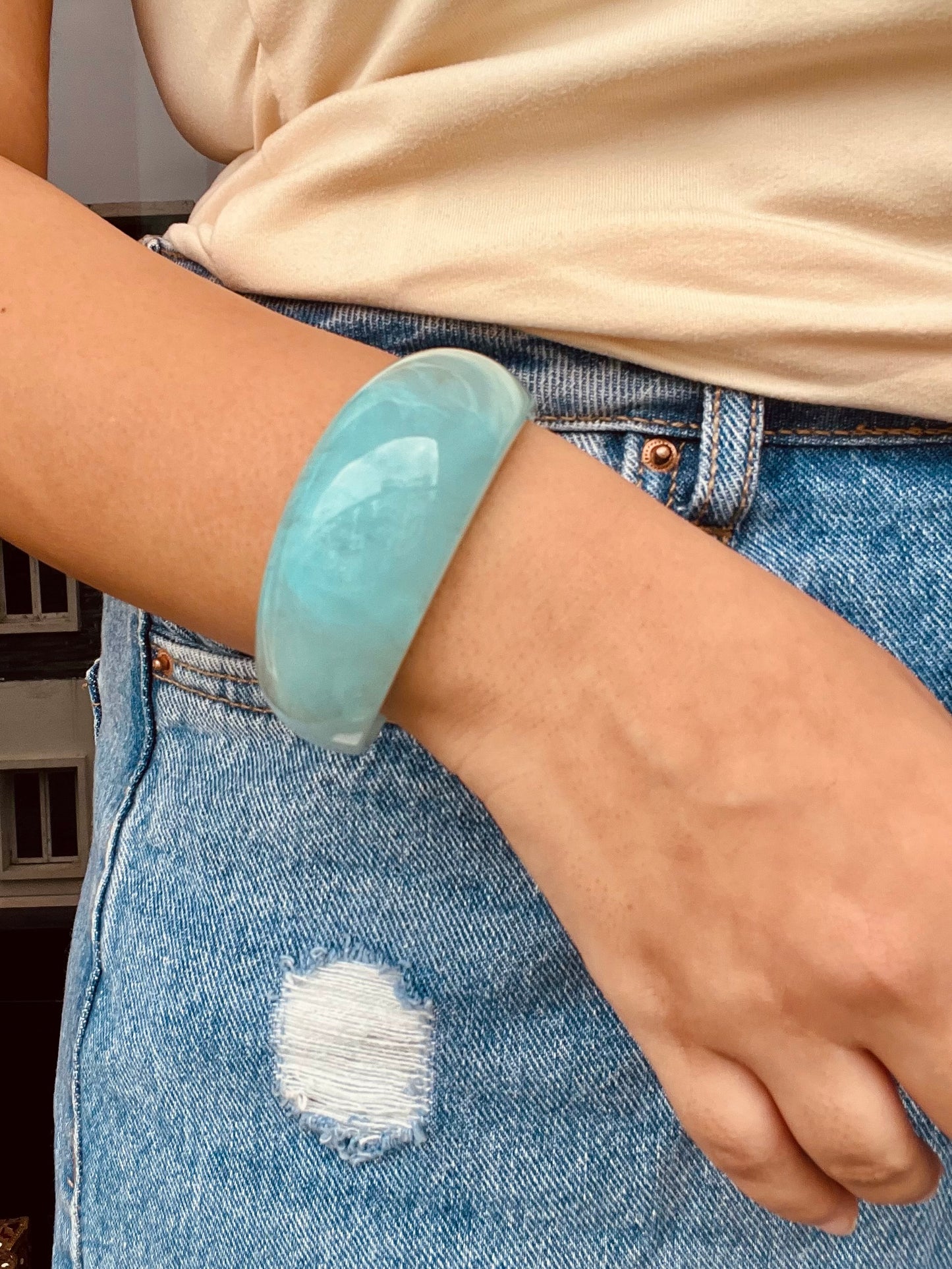 Blue Wave Resin Cuff