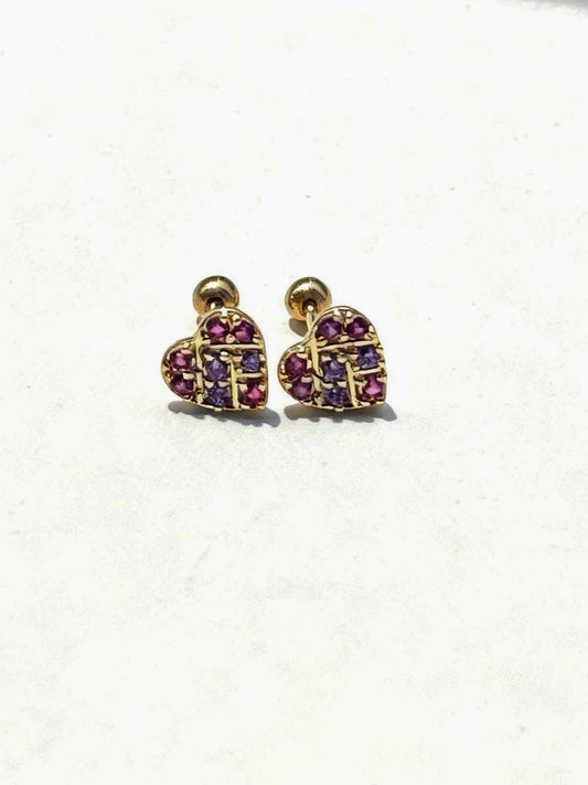 Colourful Heart Ballback Earrings