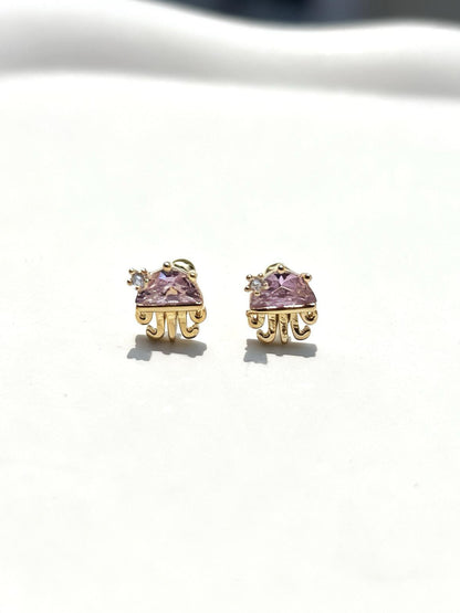 18k gold-plated umbrella ball-back stud earrings — playful sleep-friendly hypoallergenic umbrella studs, anti-tarnish and waterproof for everyday wear.