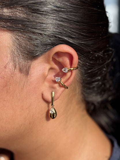 18k gold-plated Niki earring & ear cuff combo set — pair of gold earrings with pair of no-piercing cuffs, anti-tarnish and waterproof for festive ear stacks and gifting.