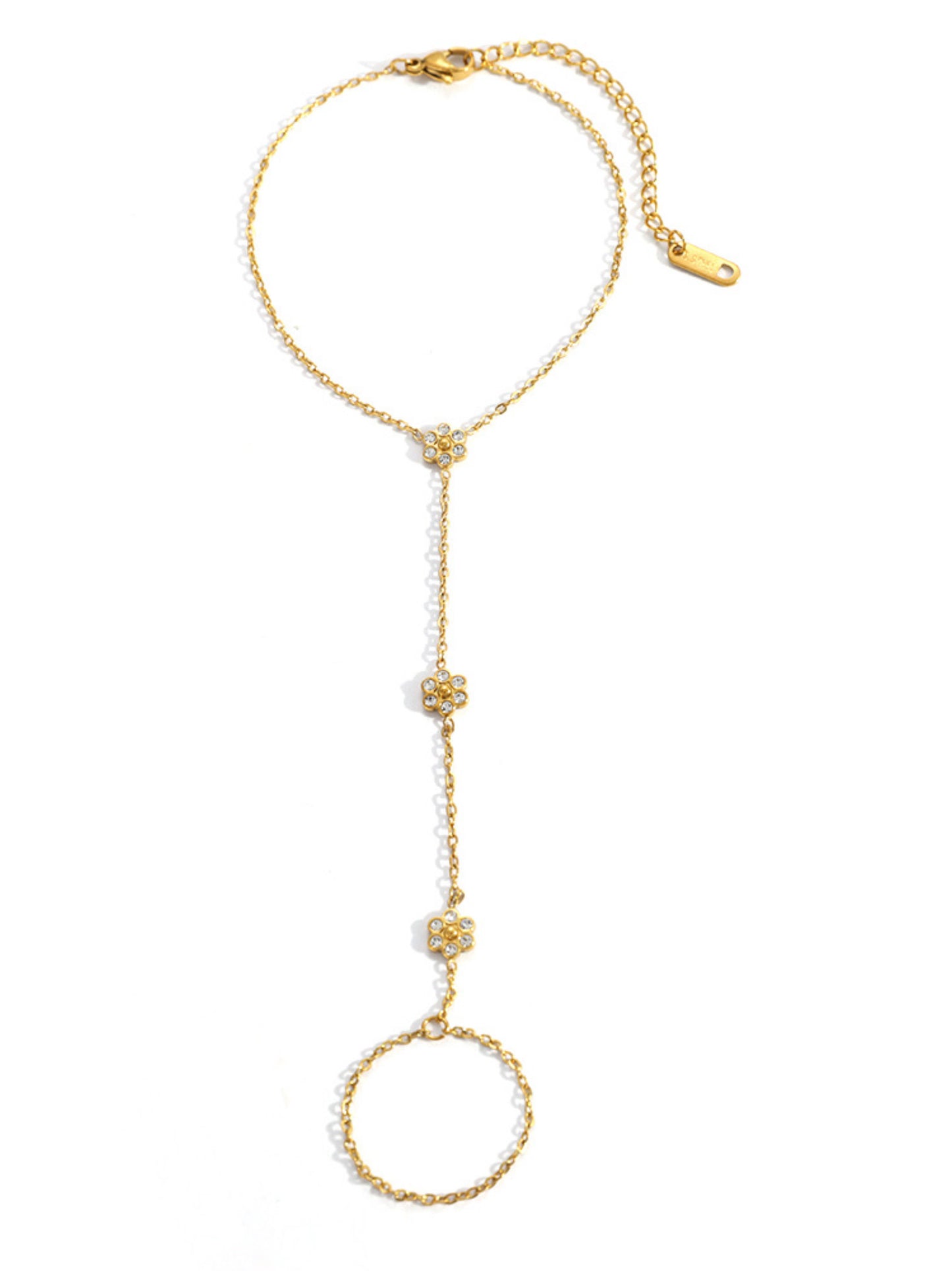 18k gold-plated flower hand-chain bracelet — dainty durable anti-tarnish, waterproof bracelet for everyday and gifting.