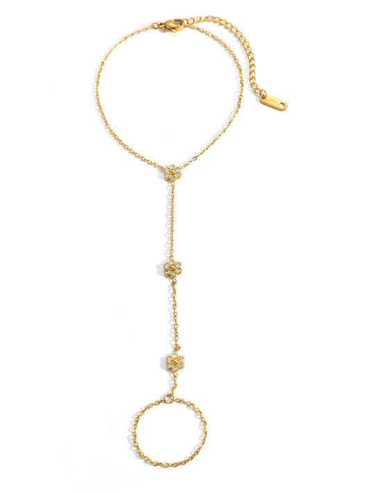 18k gold-plated flower hand-chain bracelet — dainty durable anti-tarnish, waterproof bracelet for everyday and gifting.