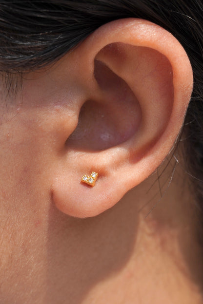 Pair of Rory ball-back studs — 18k gold-plated minimal modern studs for everyday styling and gifting.