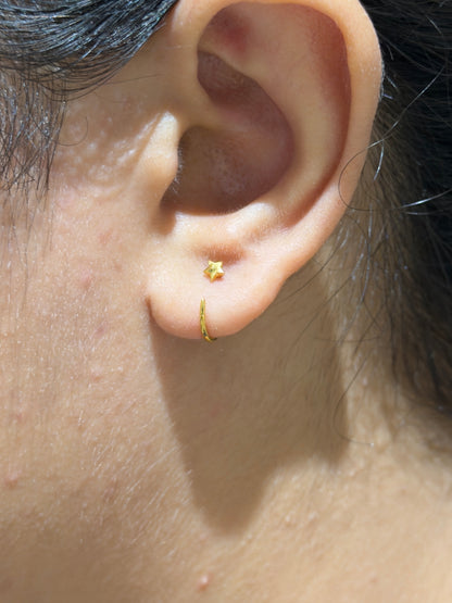 Styled view of 925 sterling silver star earrings — poke-free celestial star studs for everyday, evening, and sleep-safe wear.
