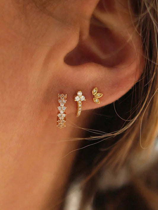 18k gold-plated hoop piercing earring set — anti-tarnish, waterproof, curated set for ear-stack layering and gifting.