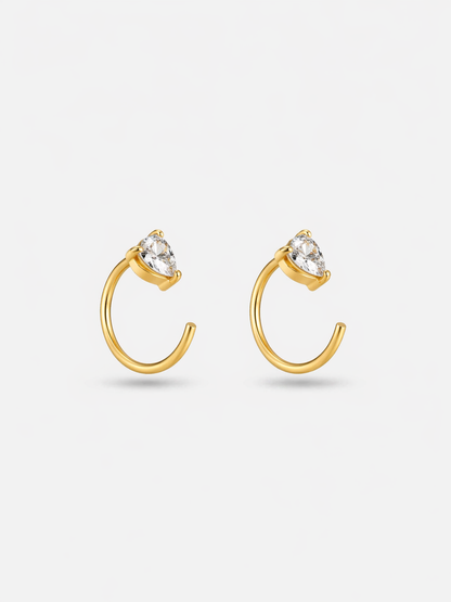 925 sterling silver pear hoop earrings — anti-tarnish, hypoallergenic, waterproof, poke-free pear-shaped hoops.