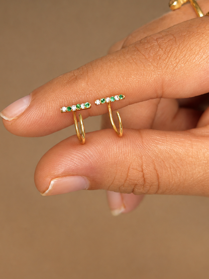 Green Hoops for Kids — 925 Sterling Silver, Poke-Free