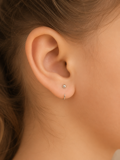 Ball Hoops Kids Set — 925 Sterling Silver, Poke-Free