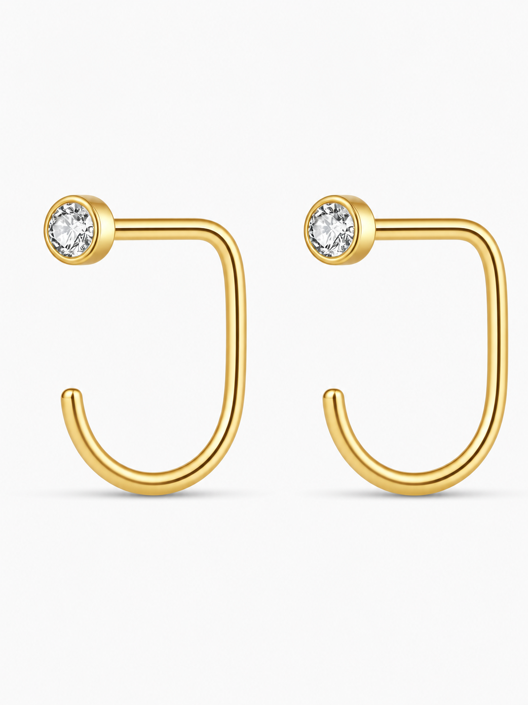 Bezel Stone Hoops Kids Set — Poke-Free, Anti-Tarnish