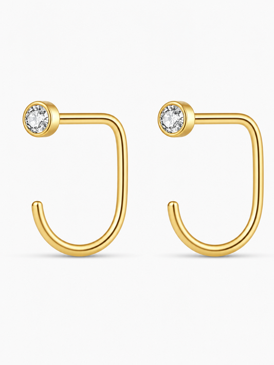 Bezel Comfy Stone Hoops