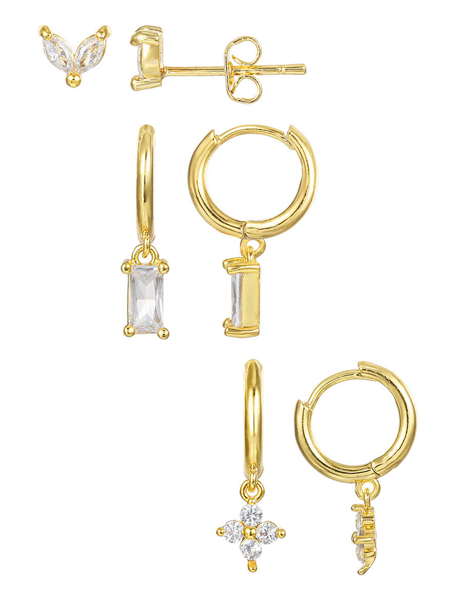 Pair of gold-plated droplet piercing earrings — lightweight curated set for everyday wear, gifting, and layering.