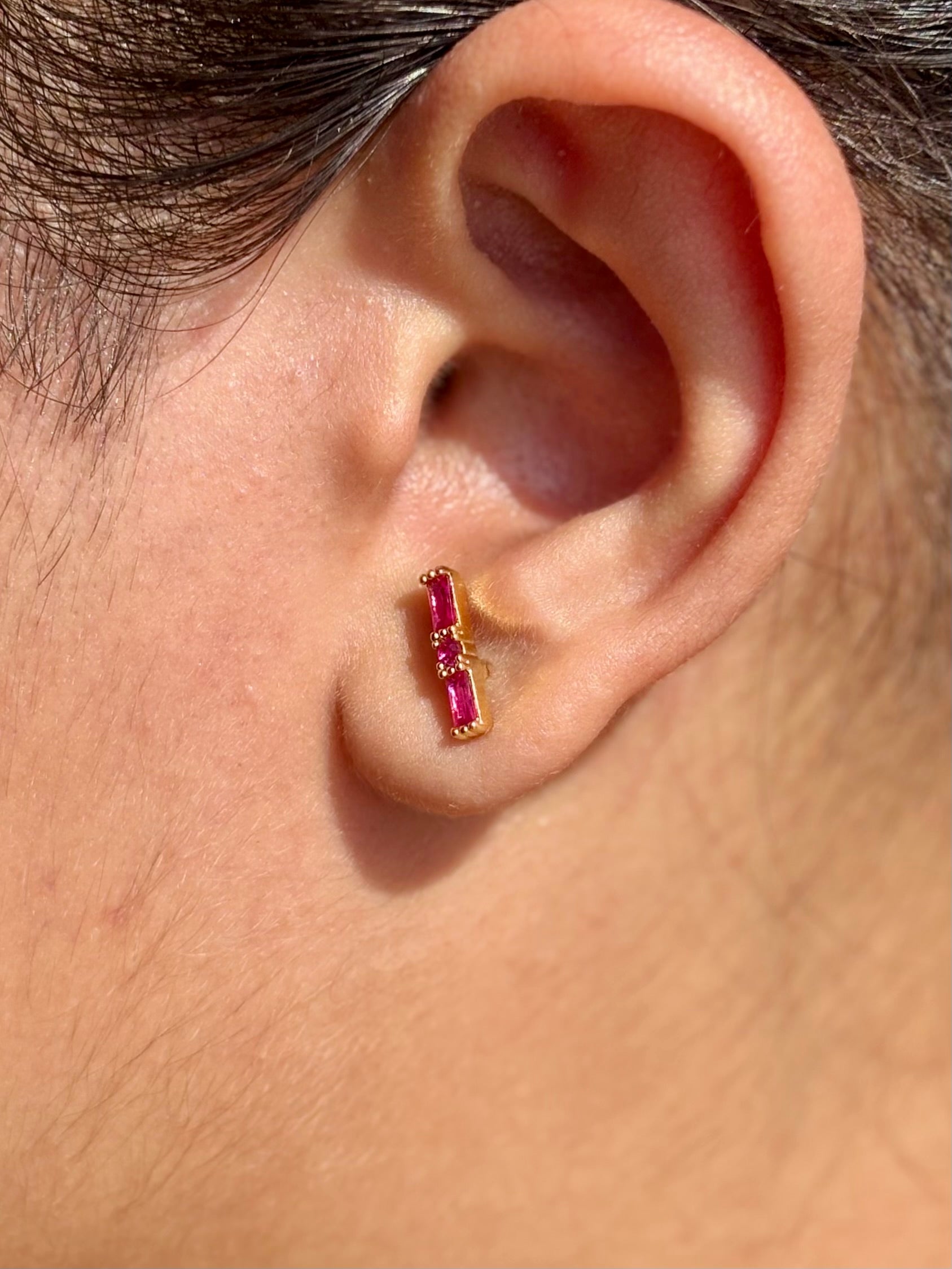 Pair of red stone studs — colour-pop 18k gold-plated ruby studs for ethnic and evening outfits.