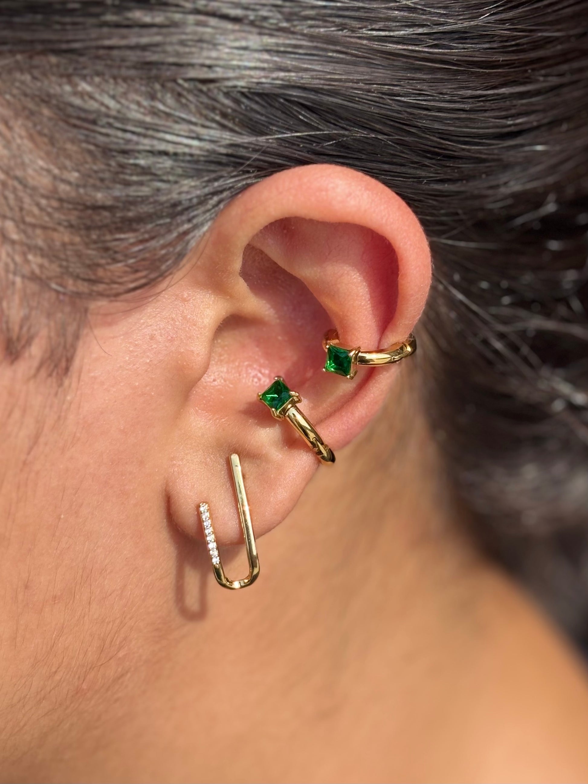 18k gold-plated Eshaa earring & ear cuff combo set — pair of gold earrings with pair of no-piercing cuffs, anti-tarnish and waterproof for festive ear stacks and gifting.