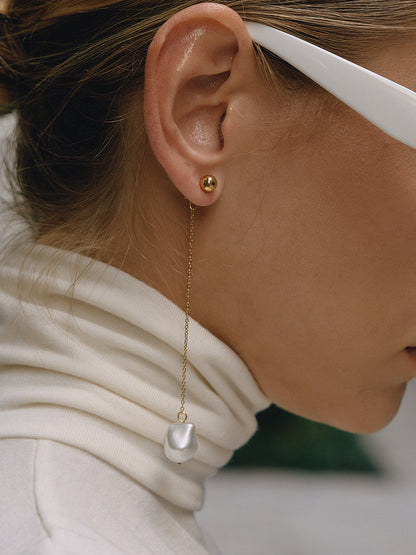 18k gold-plated pearl drop earrings — elegant bridal pearl drops, anti-tarnish and waterproof for everyday, office and evening looks.