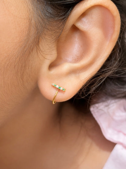 Green Hoops for Kids — 925 Sterling Silver, Poke-Free