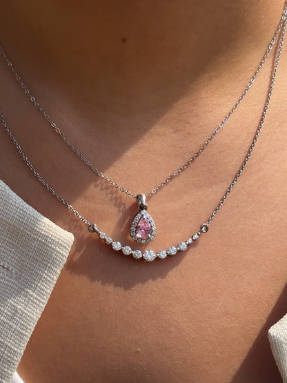 925 sterling silver Croma moissanite necklace — minimal sleek stone-bar pendant necklace, anti-tarnish and waterproof for everyday and evening wear.