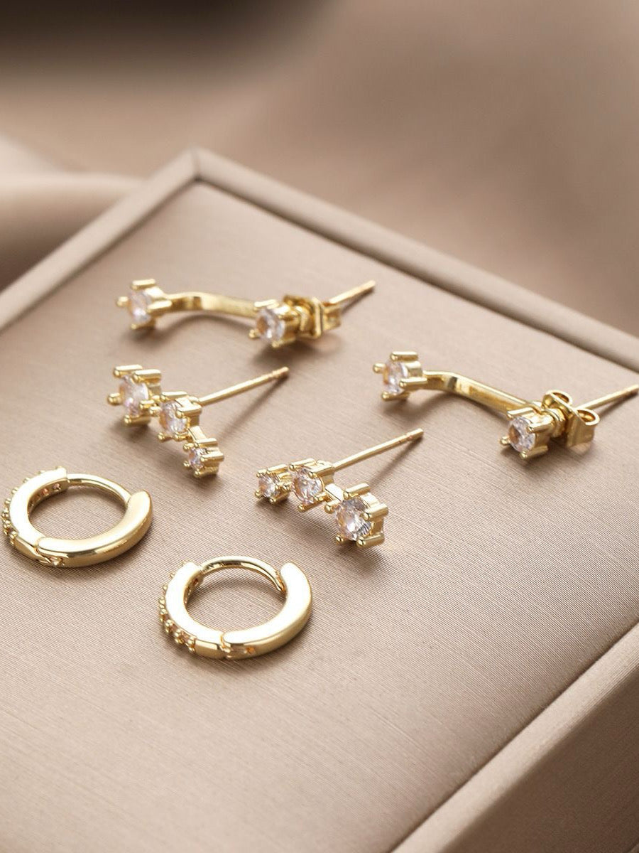 18k gold-plated perfect piercing earring set — curated casual set, anti-tarnish and waterproof for everyday wear.