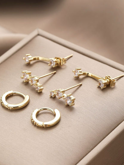 18k gold-plated perfect piercing earring set — curated casual set, anti-tarnish and waterproof for everyday wear.