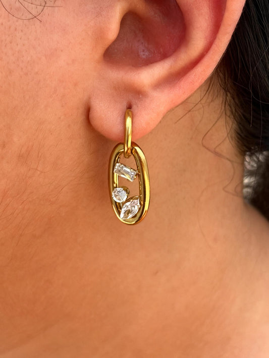 Triple Stone Hoops