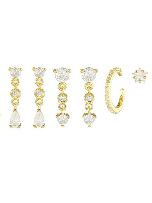 18k gold-plated pear piercing earring set — anti-tarnish, waterproof, hypoallergenic, lightweight piercing set sold in pair.