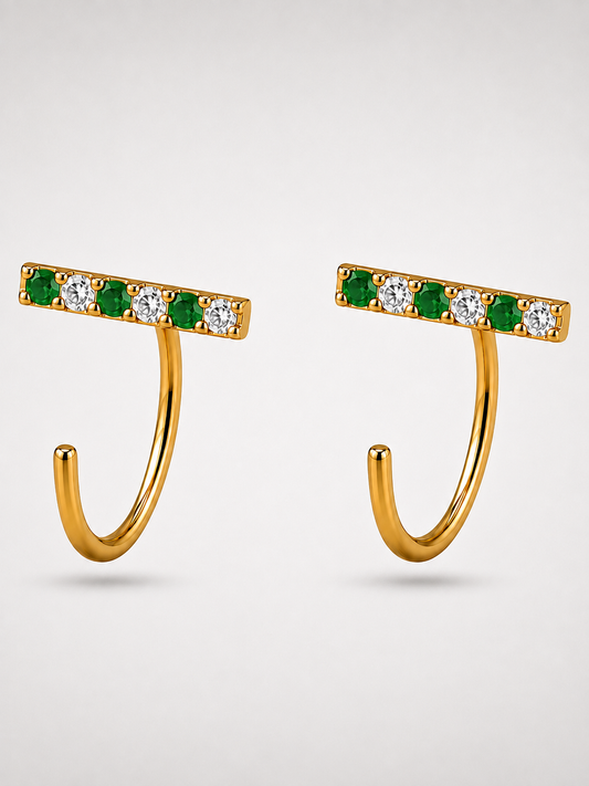 Green Comfy Hoops — 925 Sterling Silver, Poke-Free