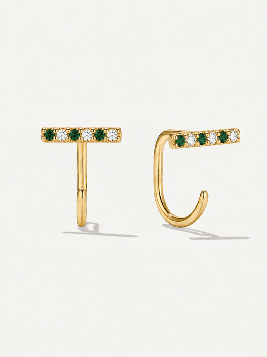 Green Hoops for Kids — 925 Sterling Silver, Poke-Free