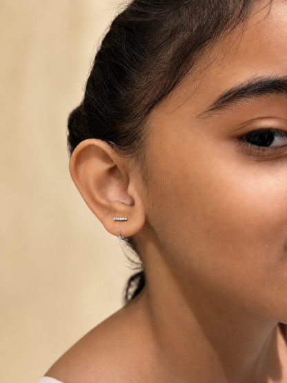 Long Stone Hoops for Kids 2 — 925 Sterling Silver, Poke-Free
