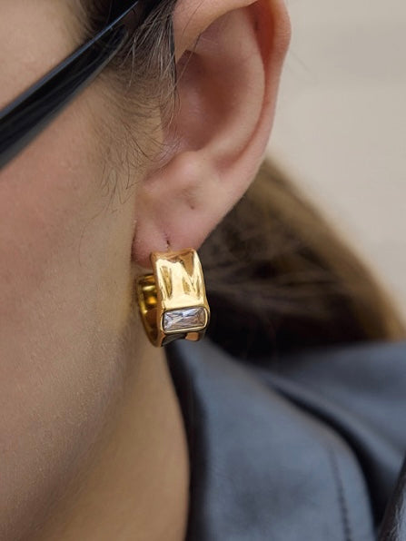 18k gold-plated Rhea drop earrings — statement gold drops, anti-tarnish and waterproof for festive, wedding and evening wear.