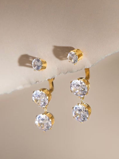 18k gold-plated statement drop earrings — anti-tarnish, waterproof, hypoallergenic drops for festive, wedding and evening wear.