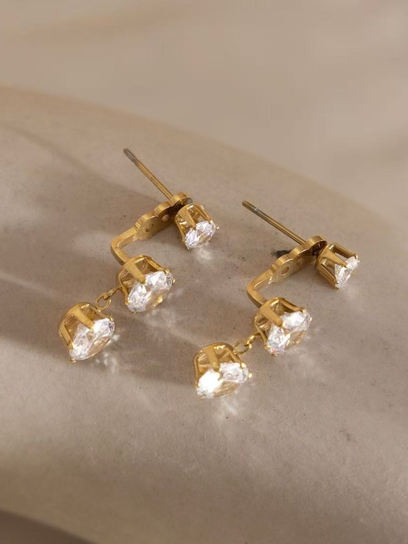 Pair of 18k gold-plated drop earrings — elegant statement drops for evening and gifting.