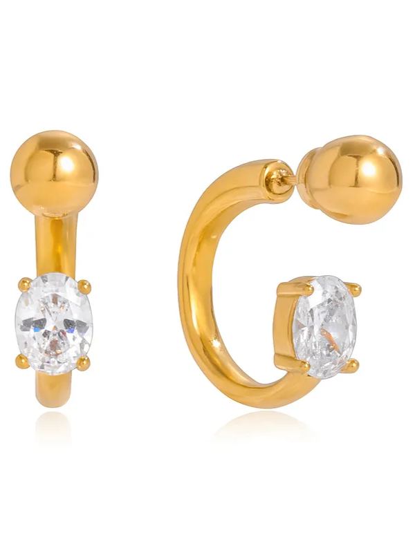 18k gold-plated ball drop earrings — sleek ball drops, anti-tarnish and waterproof for everyday, office and evening wear.